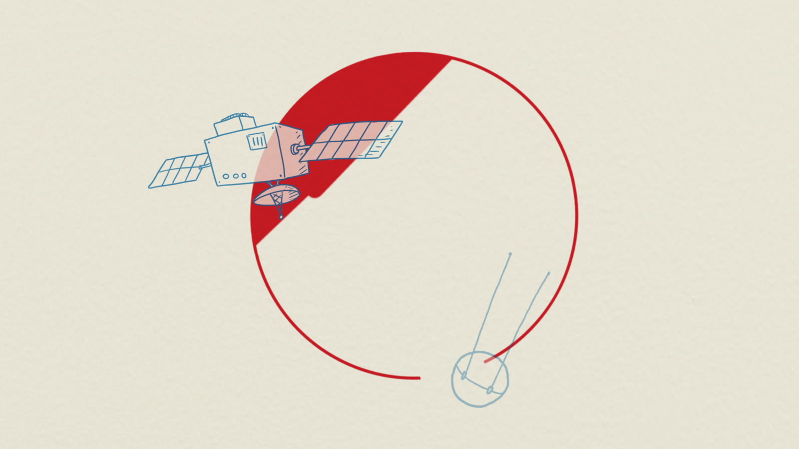 Access Prepaid, hand drawn satellite graphic over a red circle