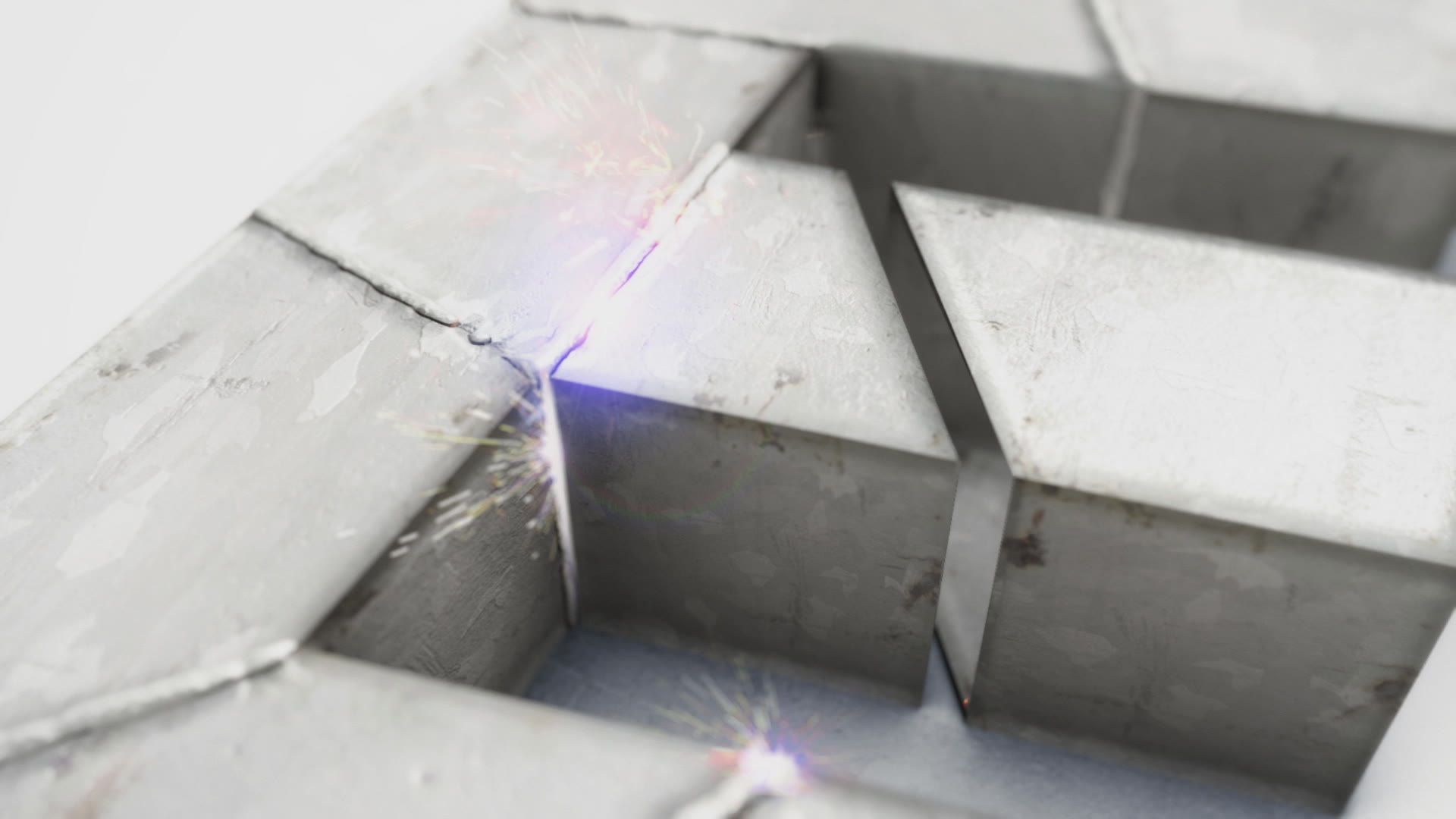 Kirstie's Fill Your House For Free, title sequence, metal cube and spark animation detail